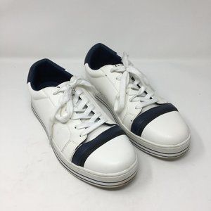 United Colors of Benetton Mens 42/ 9 US White Sneaker Leather Blue Striped